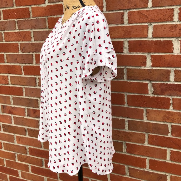 NWT Pleione Oversized Short Sleeve Red Dot Top - Picture 3 of 6